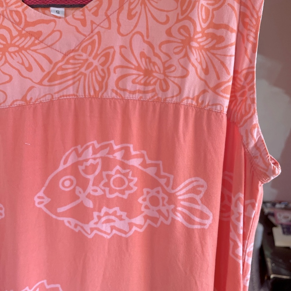 Vintage 90s peach rayon summer dress S